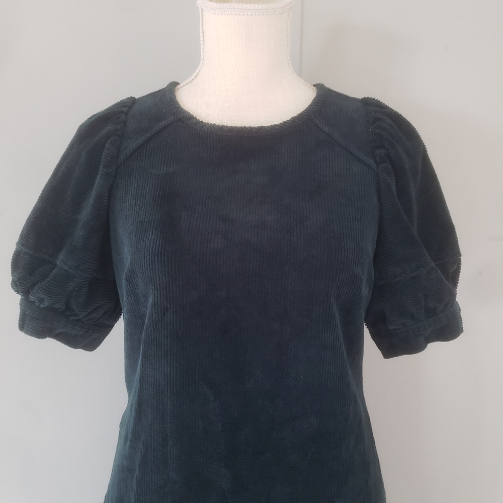 Universal Thread Green Corduroy Puff Sleeve Dress - Picture 3 of 15